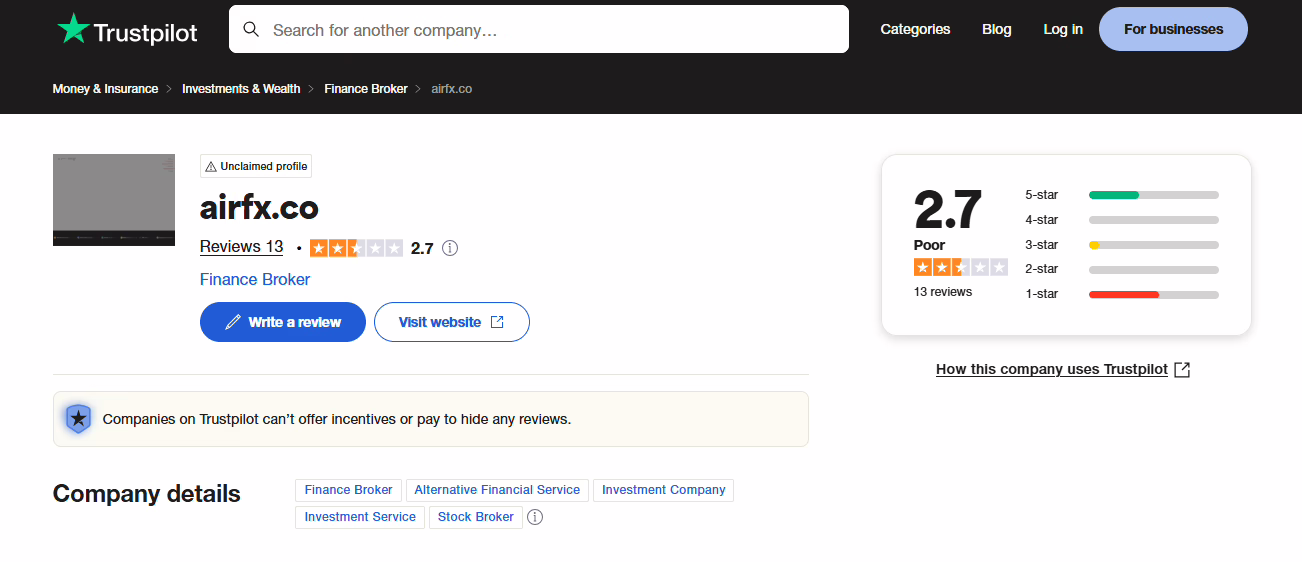 Air FX Trustpilot