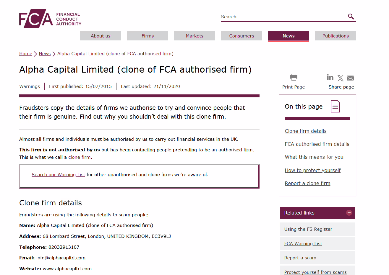 Alpha-Capital-Limited-clone-of-FCA-authorised-firm-FCA-warning