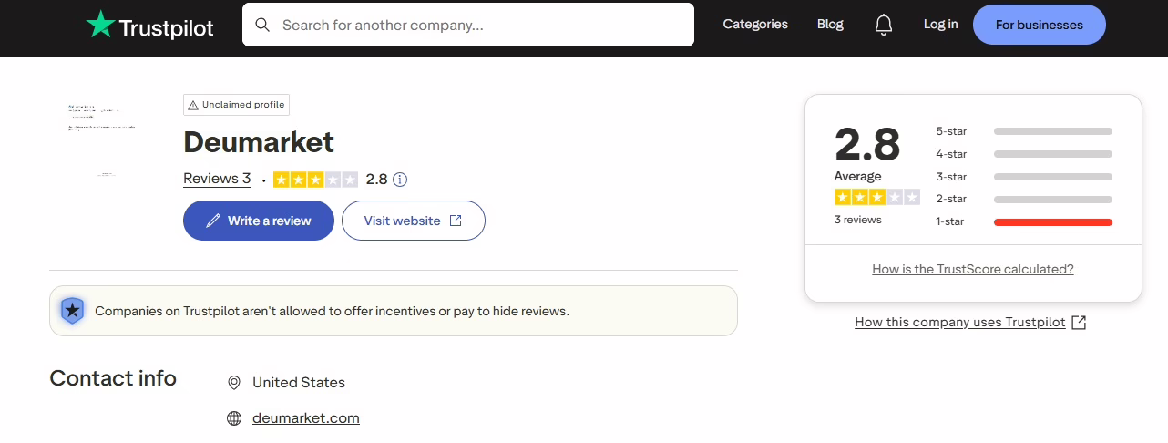 DeuMarkets Trustpilot