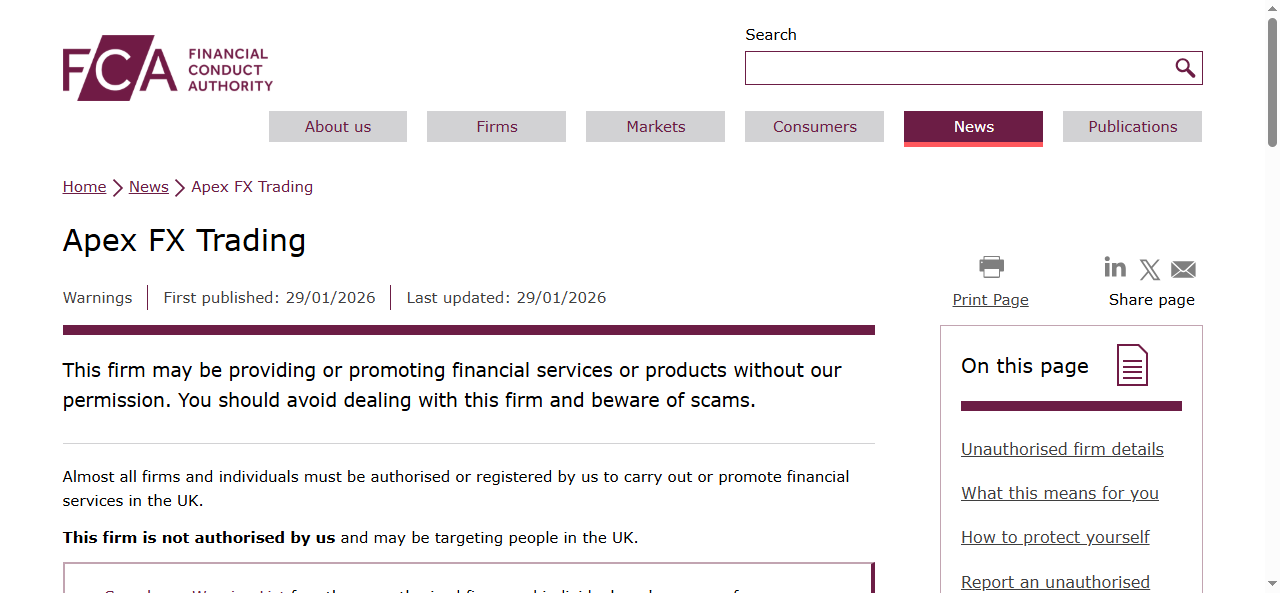 Apex FX Trading _ FCA warning