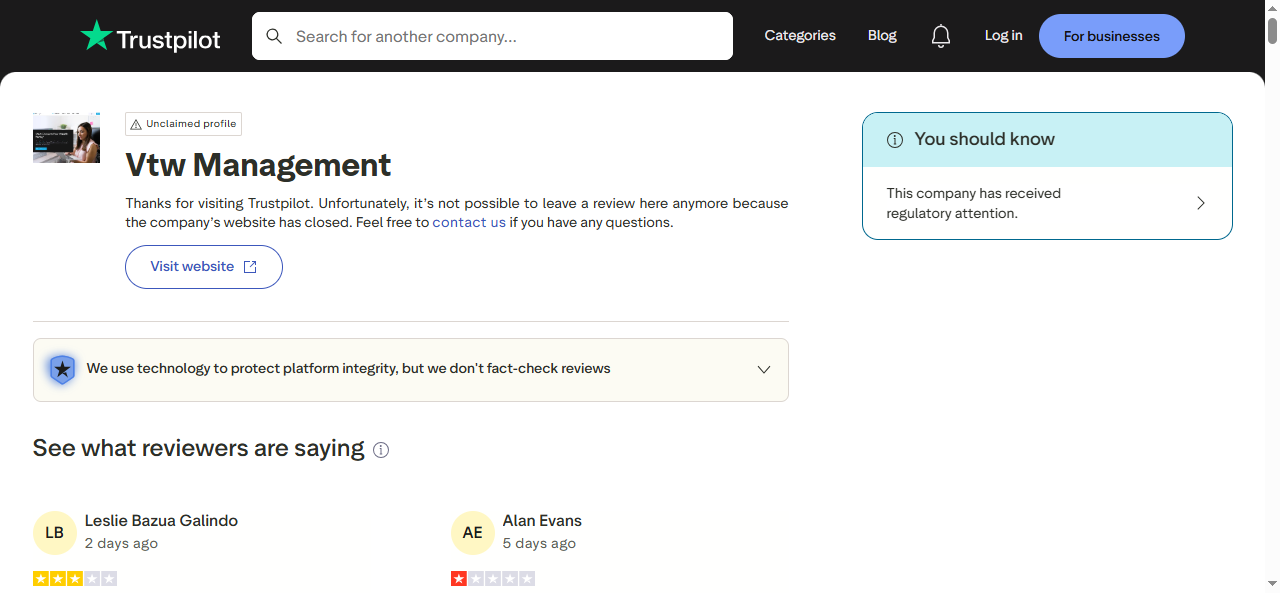 Vtw Management Reviews